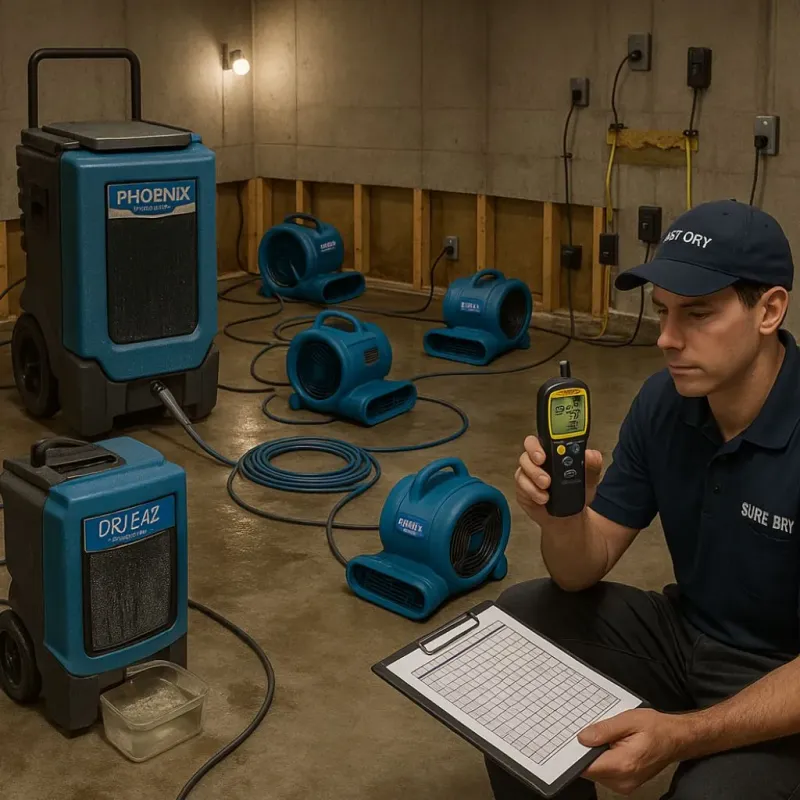 Structural Drying and Dehumidification process in Rosita North, TX